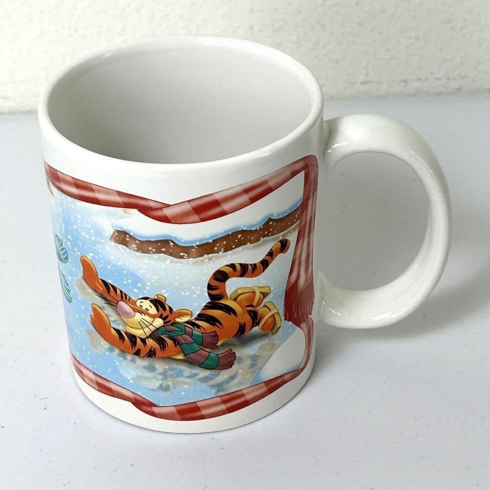 Disney Winnie the Pooh Coffee Mug Holiday Christmas Tigger Eeyore Snow